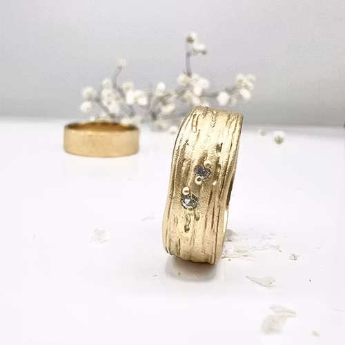 Misty Forest "Two Stars" Ring - 18K Naturligt Vitguld