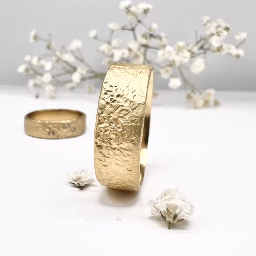 Misty Forest Cotton Mens Ring - 18K Natural White Gold