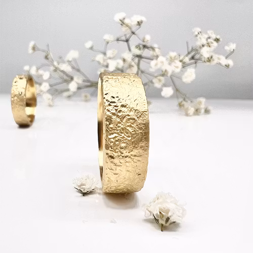 Misty Forest Cotton Mens Ring - 18K Natural White Gold