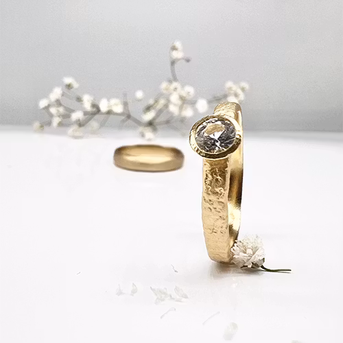 Misty Forest Teardrop Ring - 18K Natural White Gold