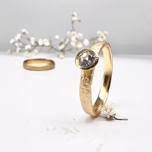 Misty Forest Teardrop Ring - 18K Natural White Gold