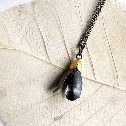 Halsband Snödroppar - Oxiderat Silver