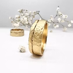Misty Forest Wilderness Mens Ring - 18K Natural White Gold