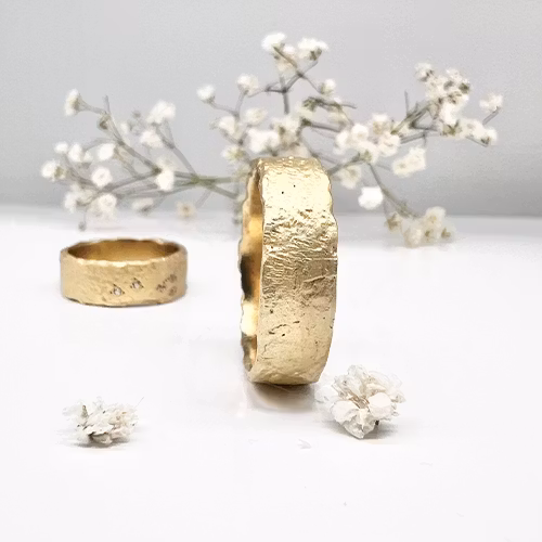 Misty Forest Raw Mens Ring - 18K Natural White Gold