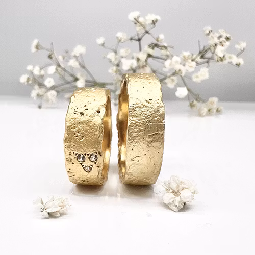 Misty Forest Raw Mens Ring - 18K Natural White Gold