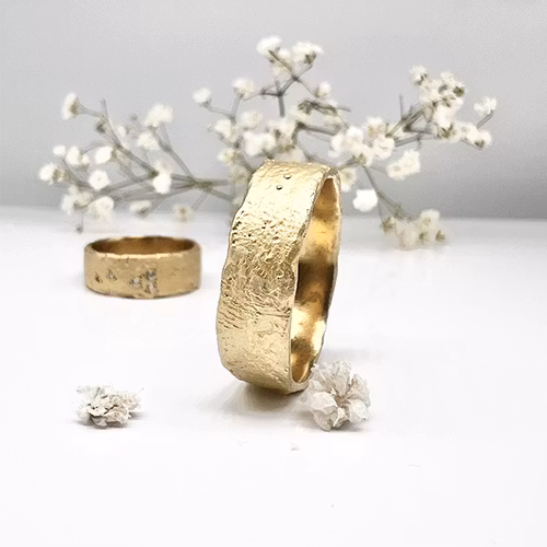 Misty Forest Raw Mens Ring - 18K Natural White Gold