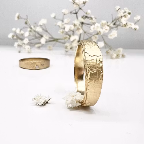 Misty Forest Natural Mens Ring - 18K Natural White Gold