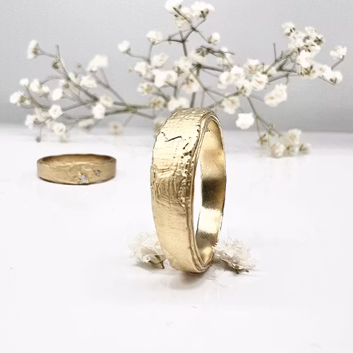 Misty Forest Natural Mens Ring - 18K Natural White Gold