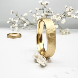 Misty Forest "Fingerprint" Mens Ring - 18K Naturligt Vitguld