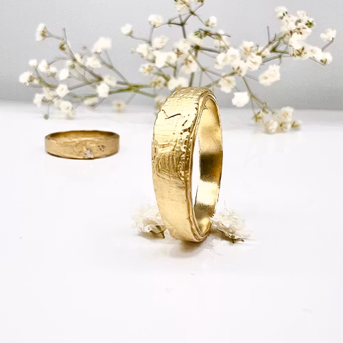 Misty Forest "Natural" Mens Ring - 18K Gulguld