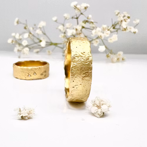 Misty Forest "Raw" Mens Ring - 18K Gulguld