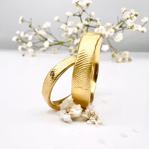 Misty Forest "Fingerprint" Mens Ring - 18K Gulguld