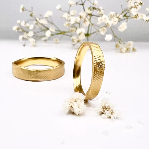 Misty Forest "Fingerprint" Mens Ring - 18K Gulguld