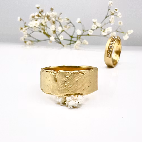 Misty Forest "Soil" Mens Ring - 18K Gulguld