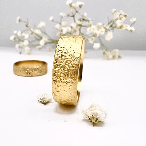 Misty Forest "Cotton" Mens Ring - 18K Gulguld