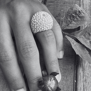 Ring Pompondahlia - Silver/Guld