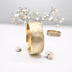 Misty Forest Soil Mens Ring - 14K Gold