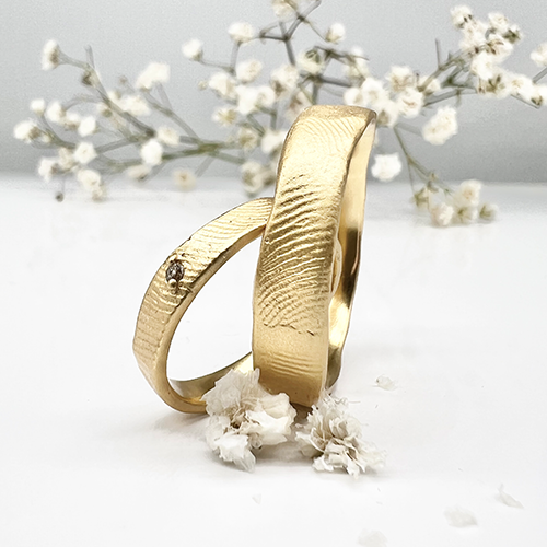 Misty Forest Fingerprint Mens Ring - 14K Gold
