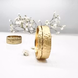 Misty Forest Wilderness Mens Ring - 14K Gold