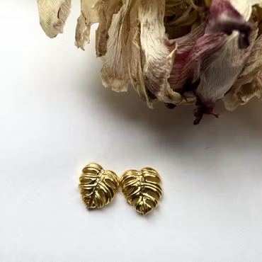 Örhängen Petite Monstera - Guld