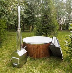 Badtunna Vedeldad extern kamin