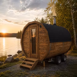 Bastuvagn ELD 3m Relax – Vedeldad Bastu på Hjul med Halvpanorama