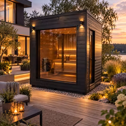 Granö – modern liten bastu med panoramafönster