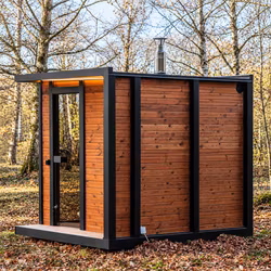 Bastu Ramsö 240x250 ThermoWood® – Vedeldad Bastu med Panoramafönster