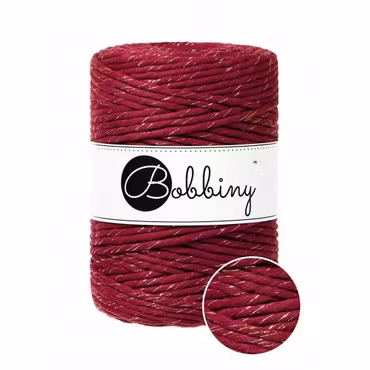 Bobbiny Macramé Cord 5 mm, Golden Wine Red