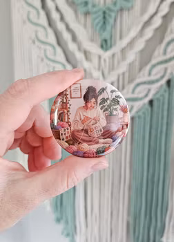Hekledame, button