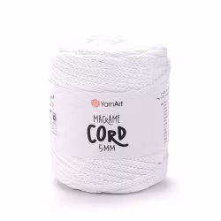 KOMMER 4.JULI YarnArt Macrame Cord 5 mm, Hvit