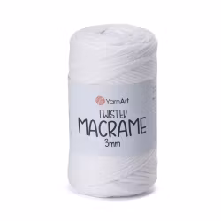 KOMMER 4.JULI YarnArt Twisted Macrame 3 mm, Hvit
