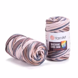 KOMMER 4.JULI YarnArt Macrame Cord VR 3 mm, Brun/Blå