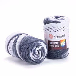 KOMMER 4.JULI YarnArt Macrame Cord VR 3 mm, Sort/Hvit