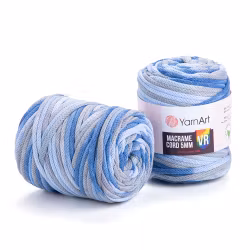 KOMMER 4.JULI YarnArt Macrame Cord VR 5 mm, Blå/Grå
