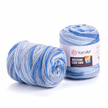 KOMMER 4.JULI YarnArt Macrame Cord VR 5 mm, Blå/Grå