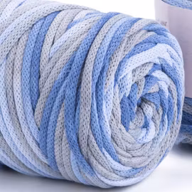 YarnArt Macrame Cord VR 5 mm, Blå/Grå