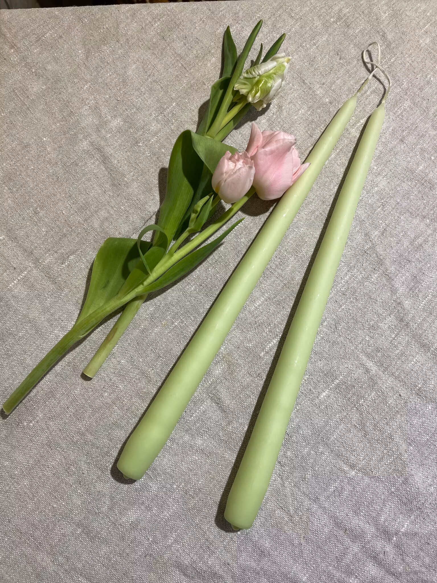 Handstöpta ljus, ljusgrön