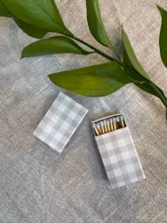 Tändstickor grå rutig liten