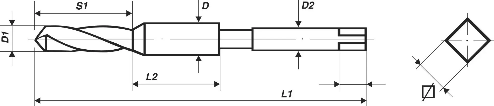 Kombi-Maskingängtapp borr- och gägning, BSW 3/8 x 16
