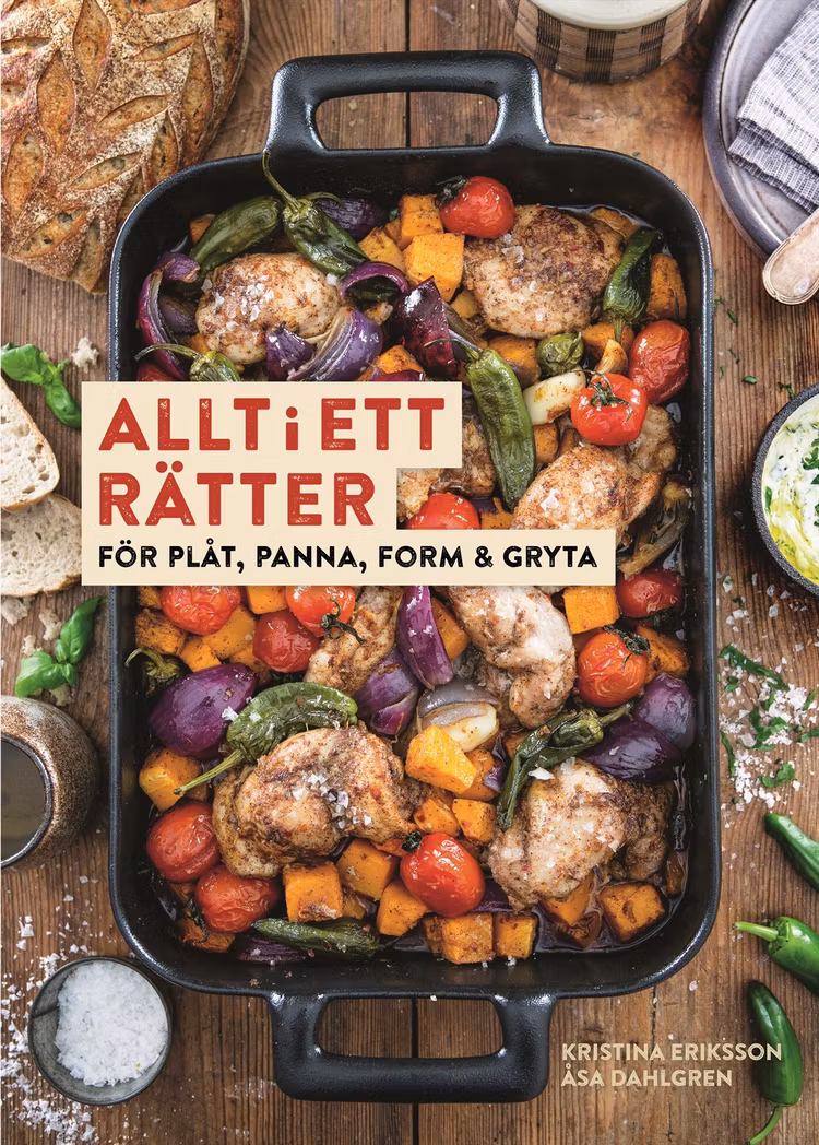 Allt i ett-rätter för plåt, panna, form och gryta - finns i Rutströms bokhandel