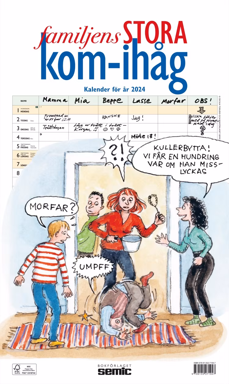 Familjens STORA kom-ihåg-kalender 2024 - finns i Rutströms bokhandel