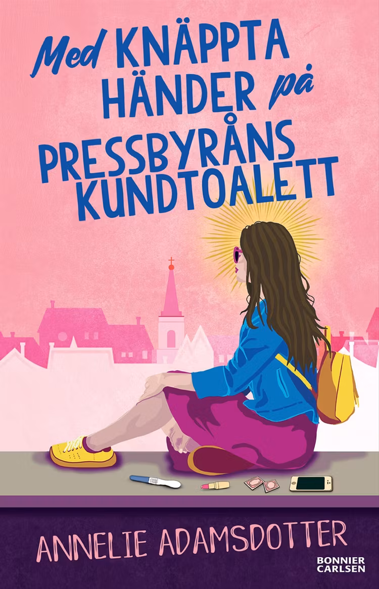 Med knäppta händer på Pressbyråns kundtoalett - finns i Rutströms bokhandel