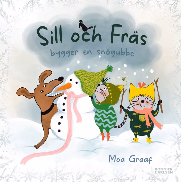 Sill och Fräs bygger en snögubbe - finns i Rutströms bokhandel