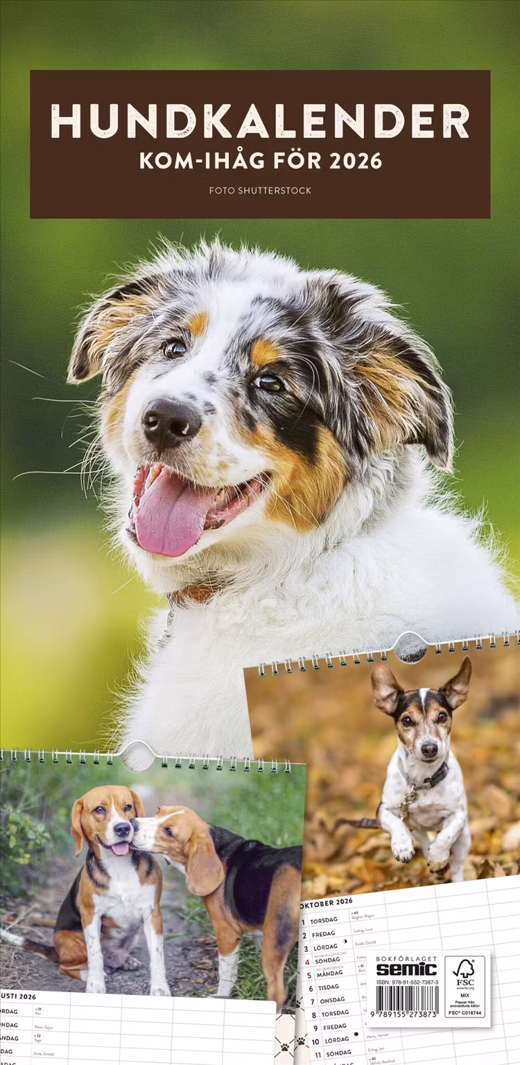 Hundkalender 2026 - finns i Rutströms bokhandel