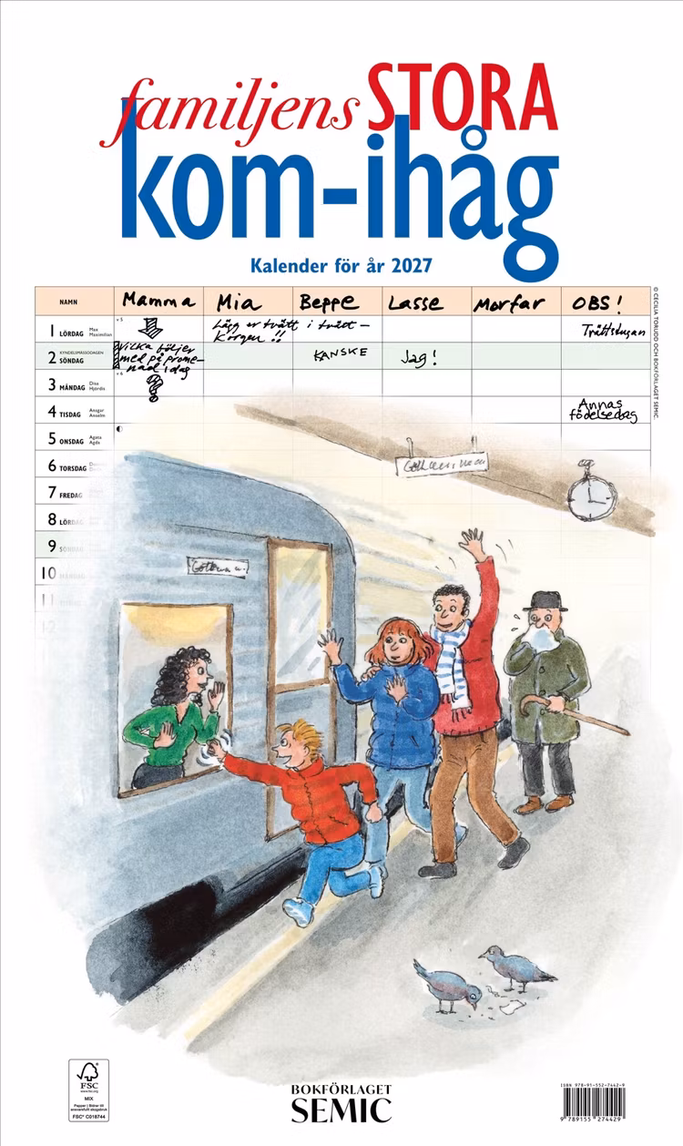 Familjens STORA kom-ihåg-kalender 2027 - finns i Rutströms bokhandel
