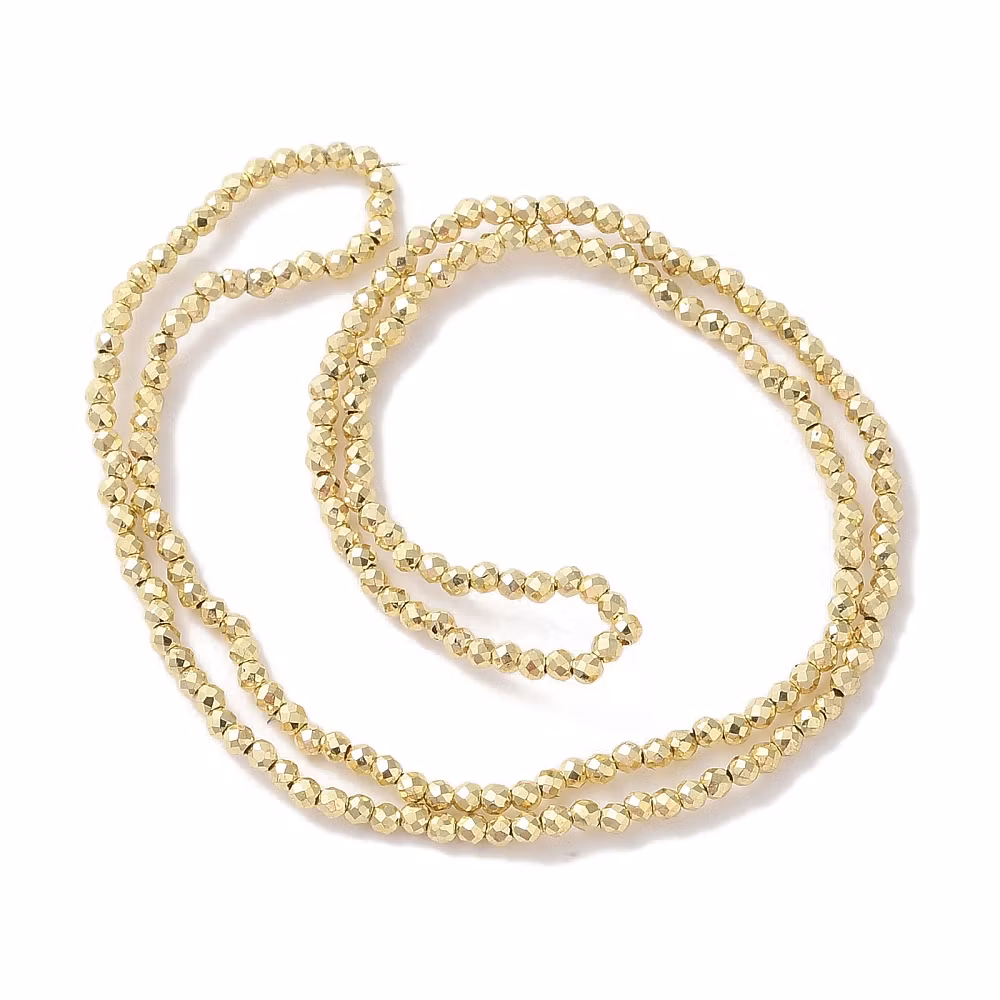 4051 Glaspärla fasett rund electro 3x2,5mm ljus guld