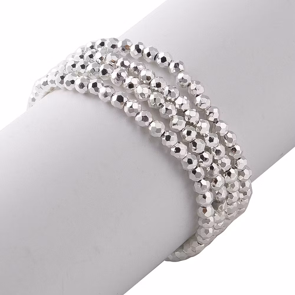 4052 Glaspärla fasett rund electro 3x2,5mm SILVER