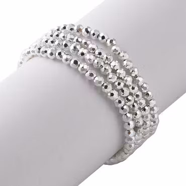 4052 Glaspärla fasett rund electro 3x2,5mm SILVER