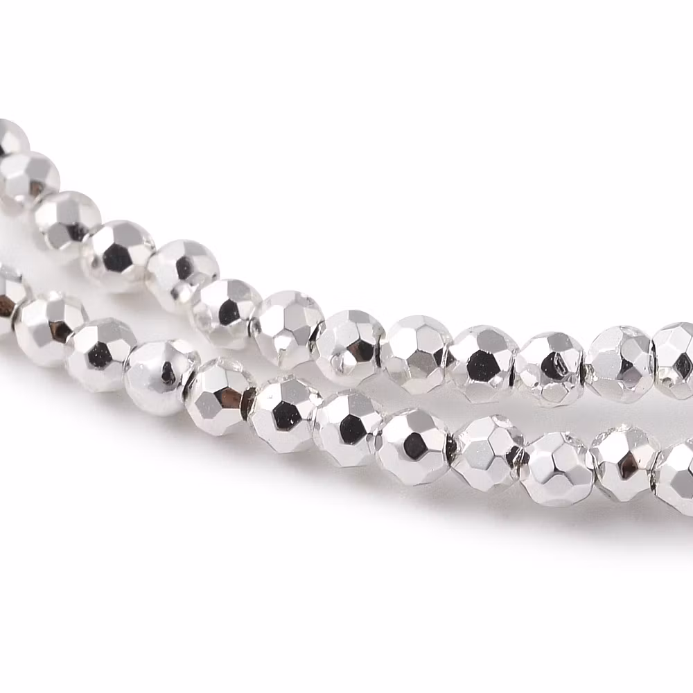 4052 Glaspärla fasett rund electro 3x2,5mm SILVER